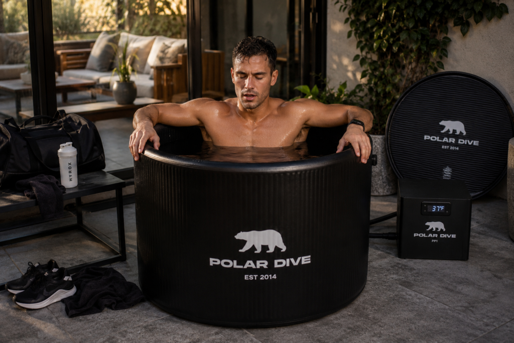 Athlete using a Polar Dive tub post-workou