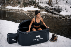 woman outside in polar dive