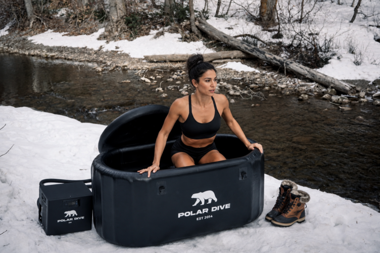 woman outside in polar dive